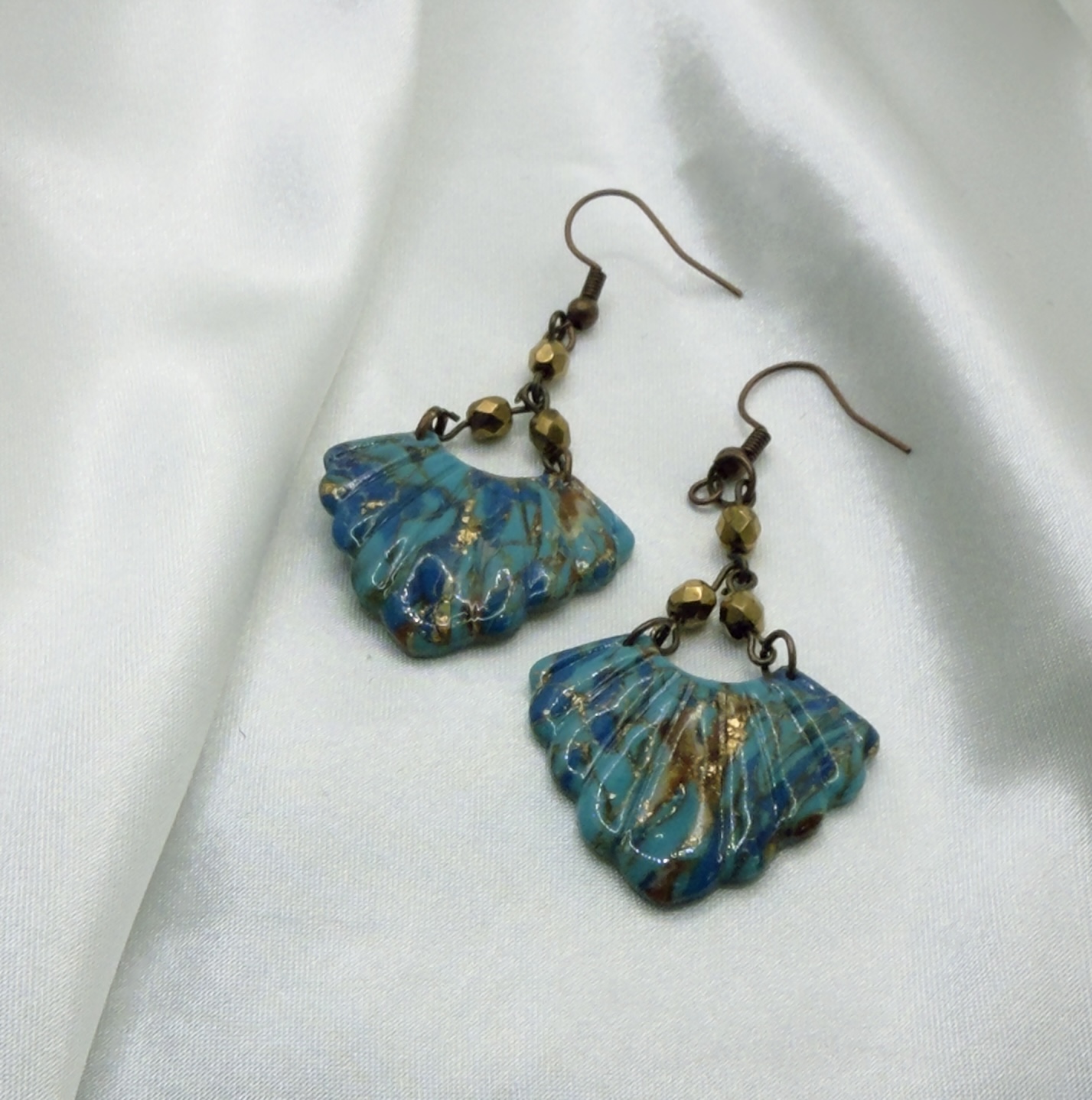 Turquoise Fan Dangle Earrings