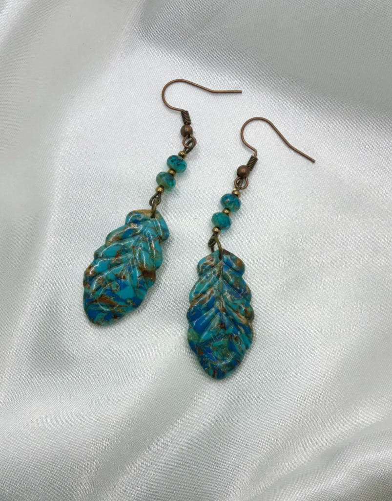 Turquoise Leaf Dangle Earrings