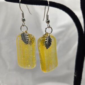 Fused Glass Yellow Dangle Earring