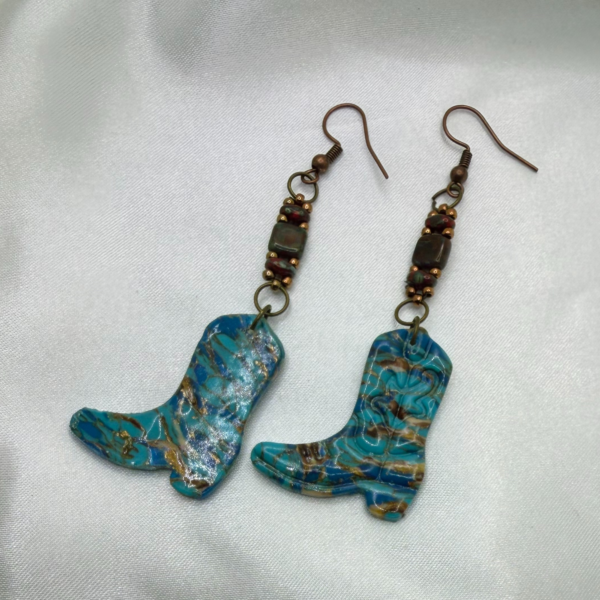 Turquoise Cowboy Boot Earrings